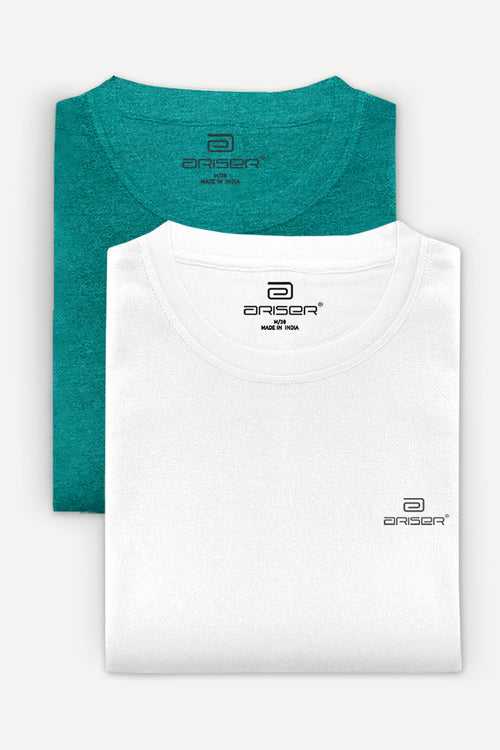 Ariser Cotton Round Neck Solid T-Shirt Combo - 210 (Pack Of 2)