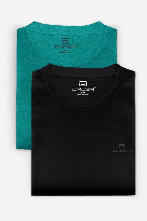 Ariser Cotton Round Neck Solid T-Shirt Combo - 213 (Pack Of 2)