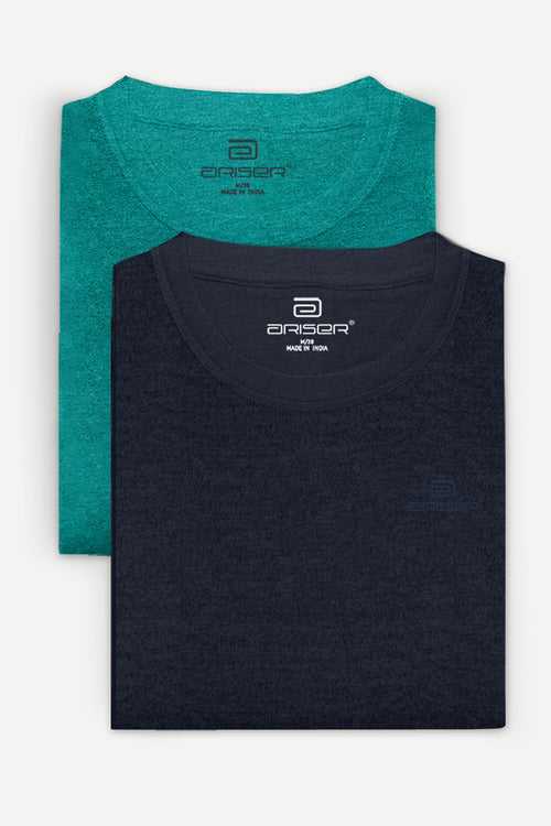 Ariser Cotton Round Neck Solid T-Shirt Combo - 214 (Pack Of 2)