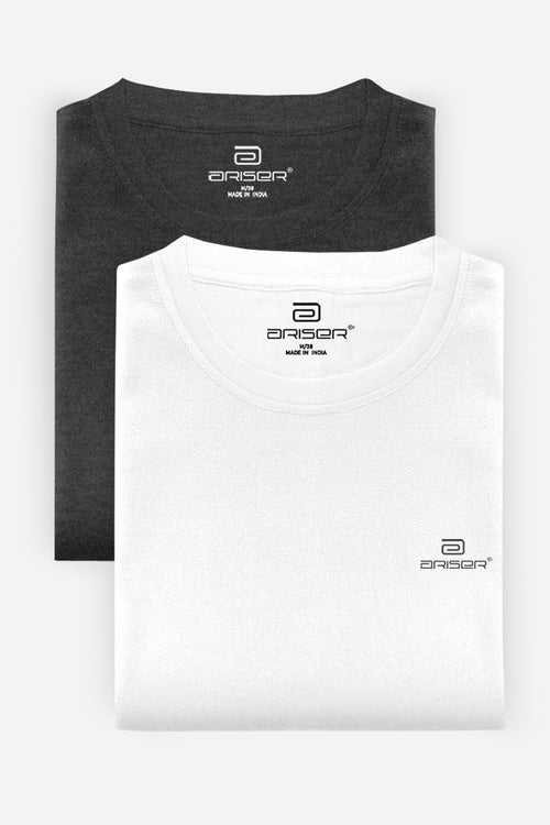 Ariser Cotton Round Neck Solid T-Shirt Combo - 216 (Pack Of 2)