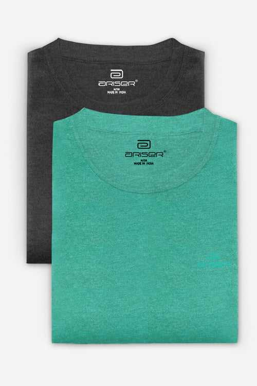 Ariser Cotton Round Neck Solid T-Shirt Combo - 221 (Pack Of 2)