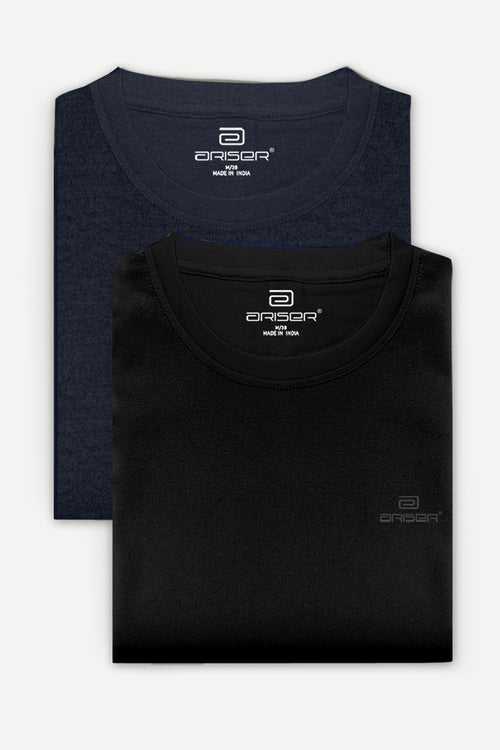 Ariser Cotton Round Neck Solid T-Shirt Combo - 234 (Pack Of 2)