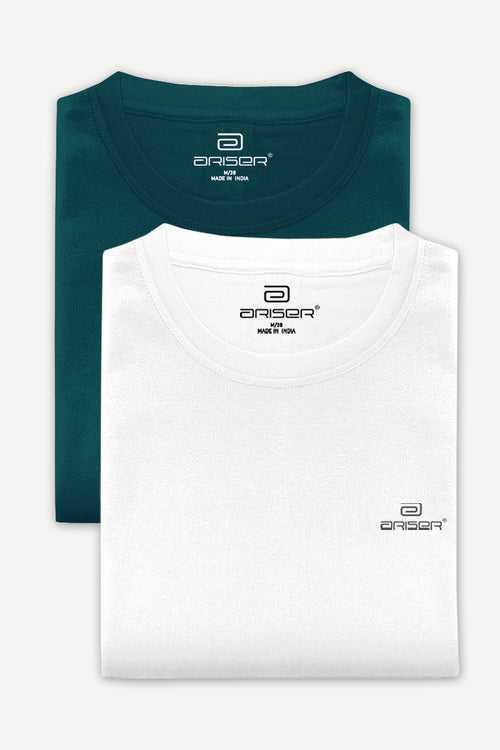 Ariser Cotton Round Neck Solid T-Shirt Combo-245 ( Pack Of 2 )