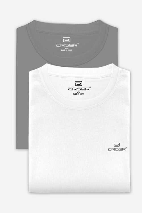 Ariser Cotton Round Neck Solid T-Shirt Combo - 253 (Pack Of 2)