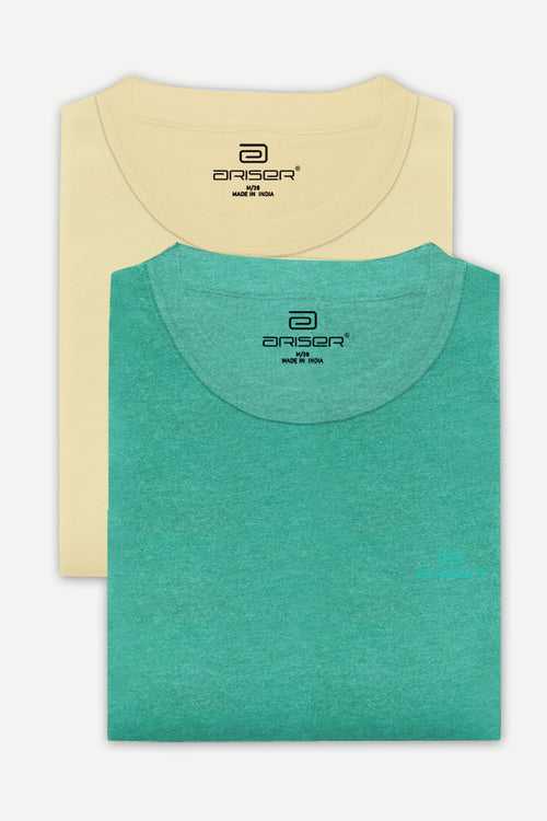 Ariser Cotton Round Neck Solid T-Shirt Combo - 259 (Pack Of 2)