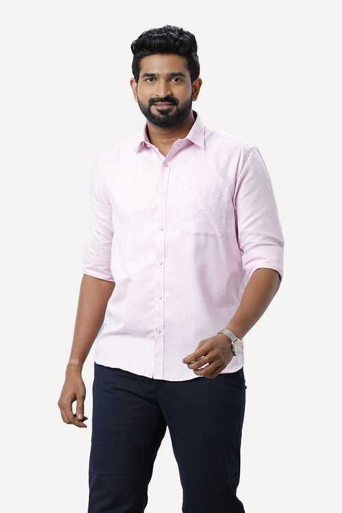 ARISER Armani Light Pink Color Cotton Full Sleeve Solid Slim Fit Formal Shirt for Men - 90953