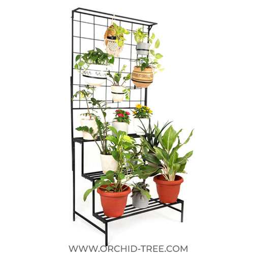 Plant Growing Bench with Vertical Grill - Metal Benches