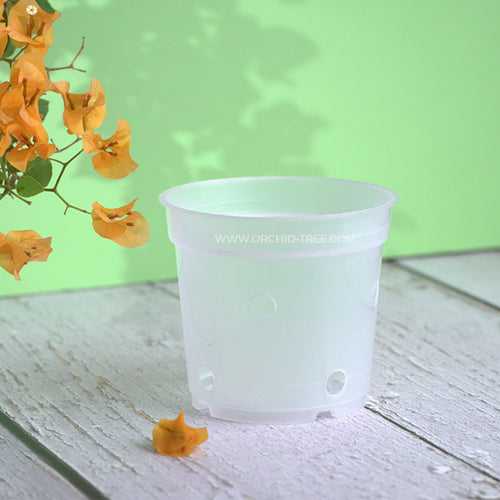 Plastic pot 4.7" clear - with side holes
