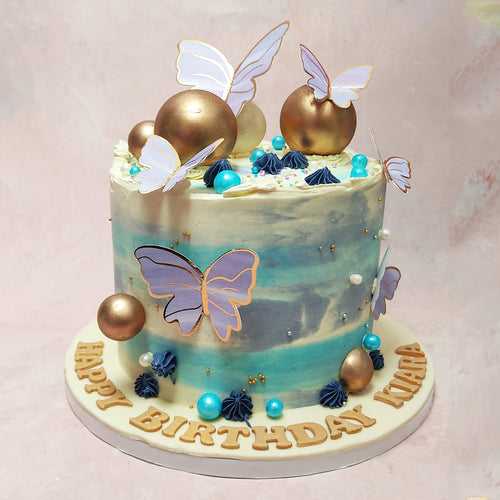 Blue and Purple Butterfly Cake