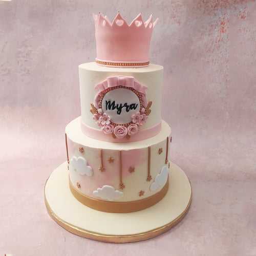 Two Tier Pink Crown Cake