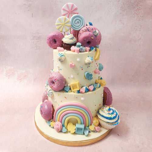 Two Tier Donut Cake