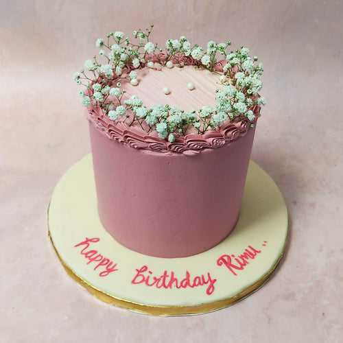 Simple Pink Cake With Flowers
