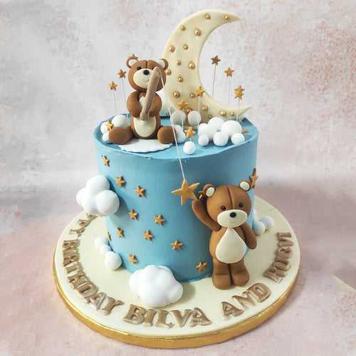 Teddy Bear Cake with Moon & Stars