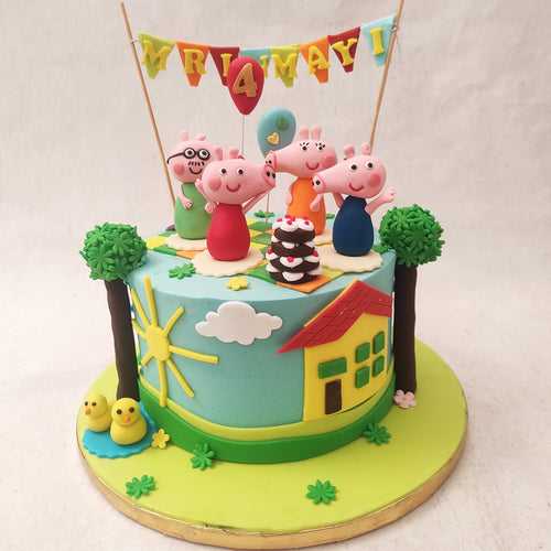 Peppa and Fam Birthday Cake