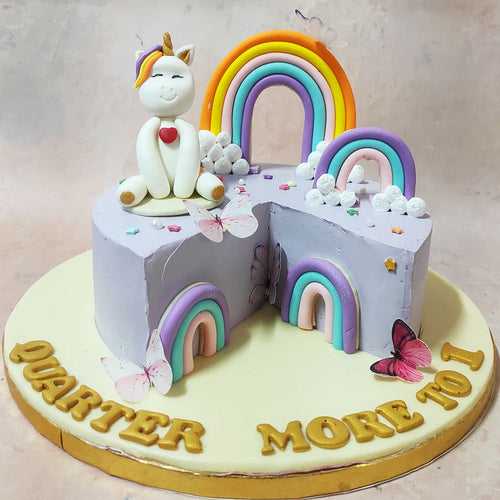 Purple Unicorn 9 Months Birthday Cake