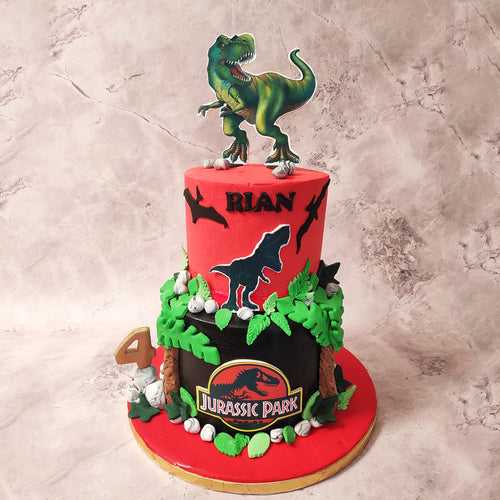 Red and Black Jurassic Park Cake