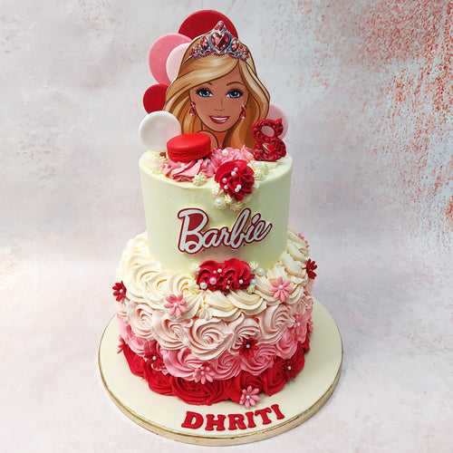 Red and White Barbie Cake
