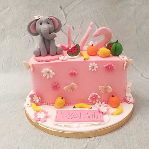 Pink Half Birthday Elephant Cake