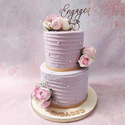 Two Tier Purple Engagement Cake