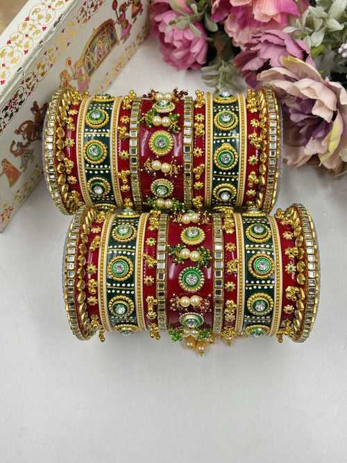 Beautiful Red Green Bridal Chooda Set