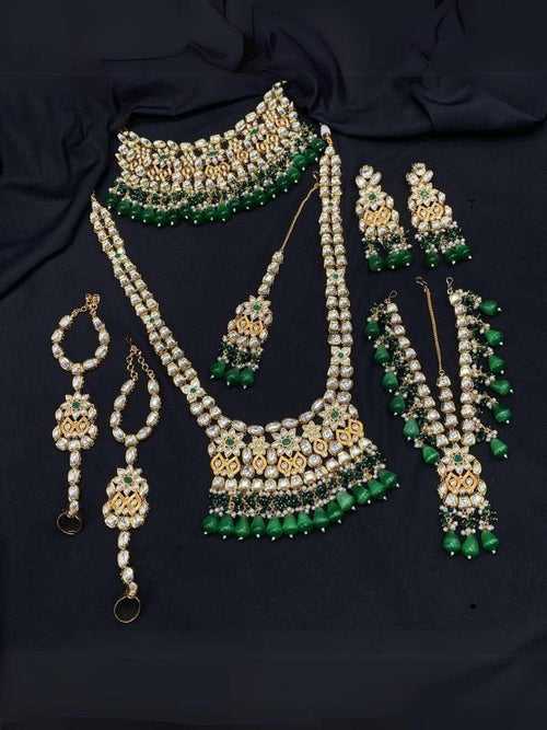 Premium Kundan Polki Studded Full Bridal Set