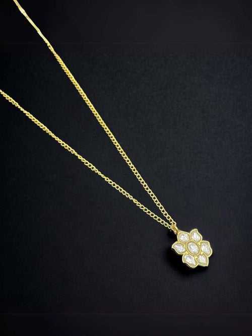 Elegant Ruby Stone Flower Design Pendant Necklace