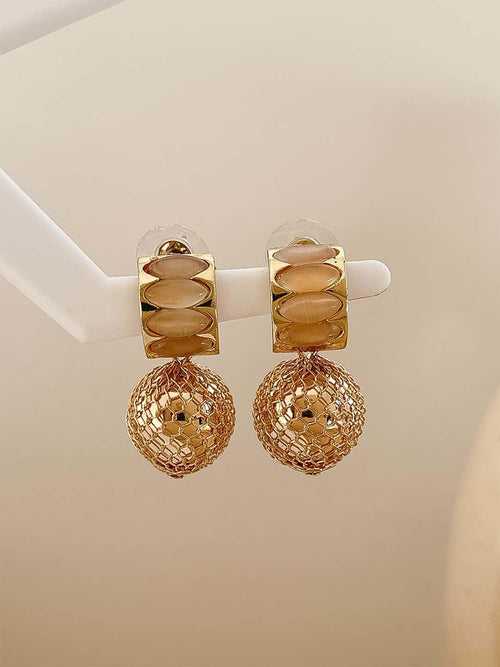 Woven Gold Domed Earrings