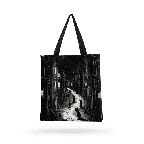 PURR-FICTION all over printed  Tote Bag with zipper
