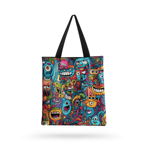 FUNKY BEATS all over printed  Tote Bag with zipper