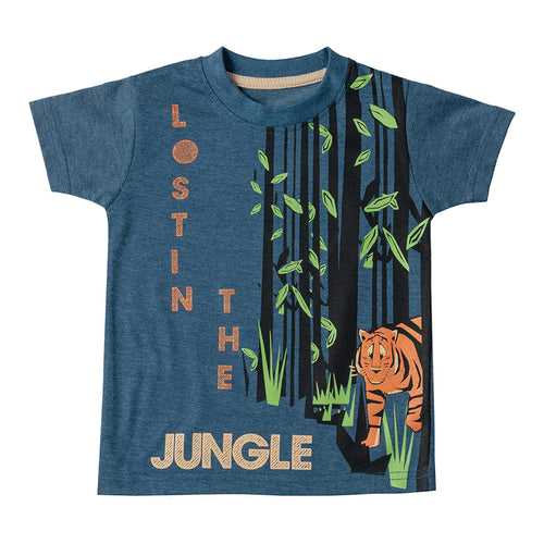 Boys Blue Tiger Print T-shirt