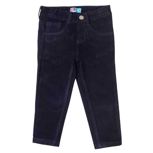 Boys Navy Blue Slim Fit Corduroy Trouser