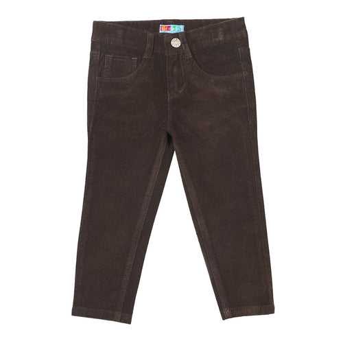 Boys Brown Slim Fit Corduroy Trouser