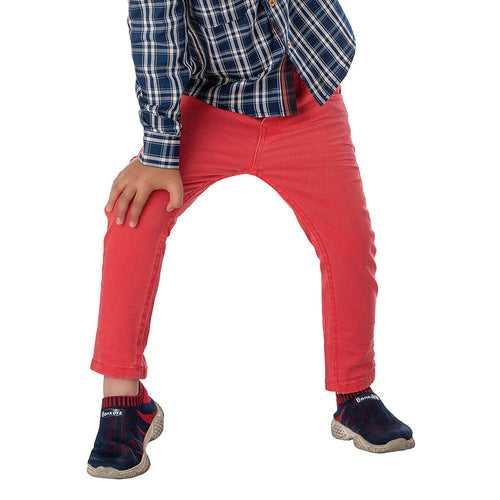 Boys Red Slim Fit Stretch Chinos