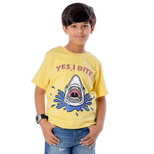 Boys Yellow Shark Print T-shirt