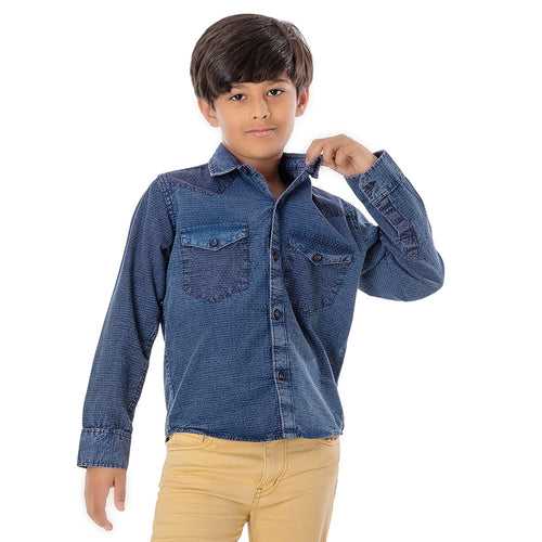 Boys Blue Stripe Denim Shirt