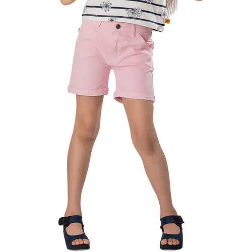 Girls Pink Cotton Stretch Short