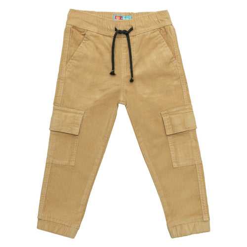 Boys Khaki Corduroy Cargo Joggers