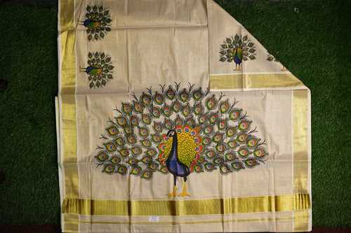 Tissue set saree with heavy mural prints-2450