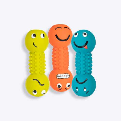 Trixie Smiley Dumbbell Motifs With Sound Latex Chew Dog Toy - 19 cm