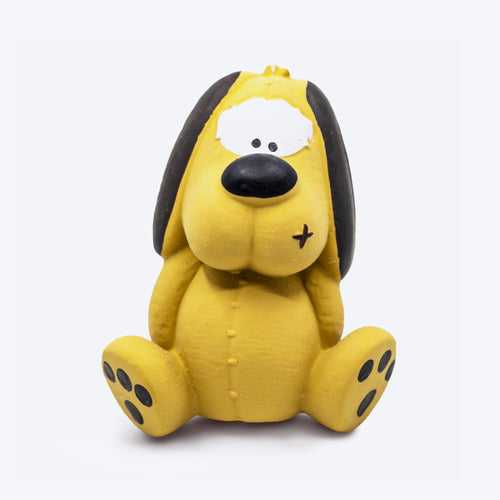 FOFOS Dog Shape Latex Bi Squeaky Chew Dog Toy - Yellow