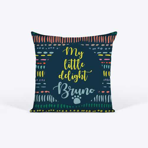 HUFT My Little Delight [Pet Name] Personalised Cushion For Dog & Cat - Dark Green - 12 inches (30 x 30 cm)