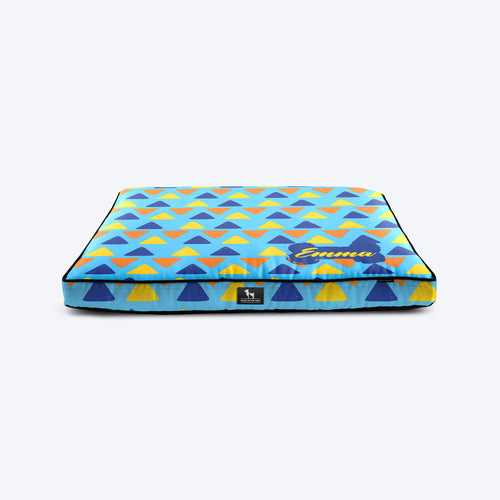 HUFT Tri Tile Triangle Personalised Flat Bed For Dog - Sky Blue