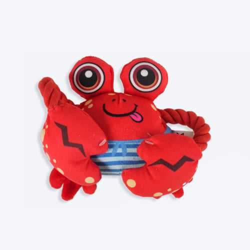 FOFOS Crab Sealife Squeaky Plush Dog Toy - Red