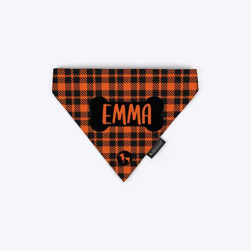 HUFT Tartan Check Personalised Dog Bandana - Orange