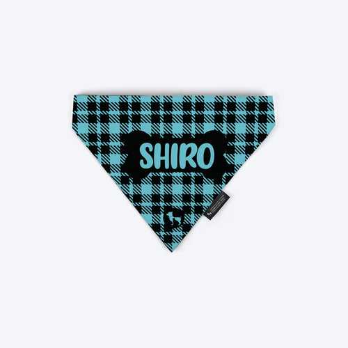 HUFT Tartan Check Personalised Dog Bandana - Sky Blue