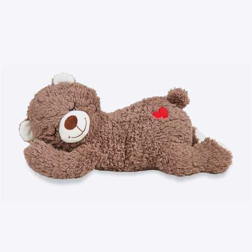 FOFOS Heartbeat Bear Squeaky Plush Toy For Dog - Brown