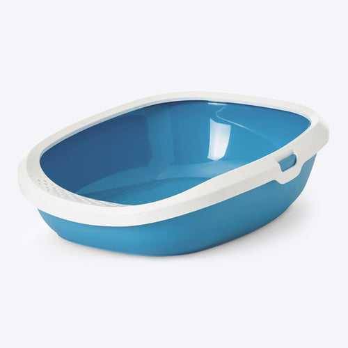 Savic Gizmo Cat Litter Tray with Rim - Blue - 20 x 14 x 5 inches