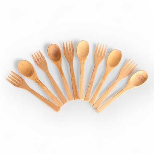 Bamboo Spoon & Fork Cutlery (Set of 5)