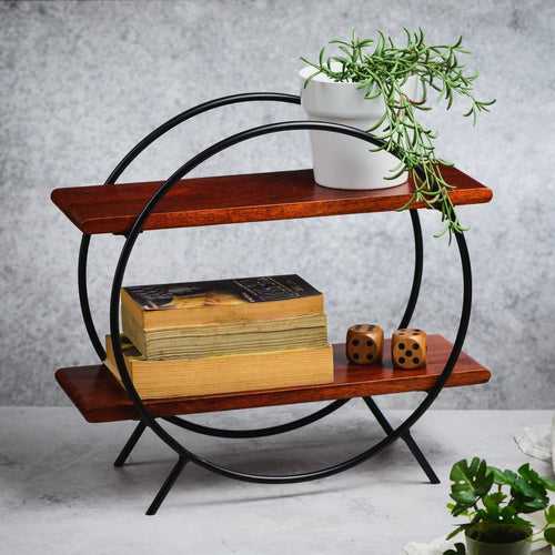 Circular Wooden Organizer with Black Frame