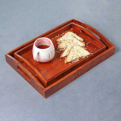 Classic Serving Wooden Tray (Set of 2)
